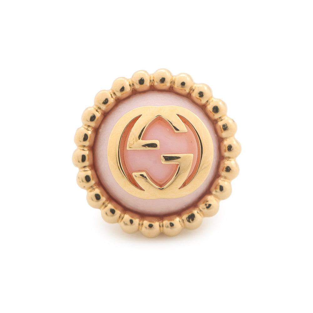 GUCCI Interlocking G 2way Single Earrings Pink Metal Rhinestone