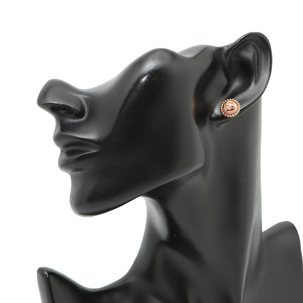 GUCCI Interlocking G 2way Single Earrings Pink Metal Rhinestone