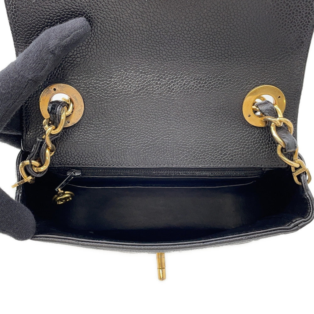 CHANEL V Stitch ChainShoulder Bag Black Caviar Leather