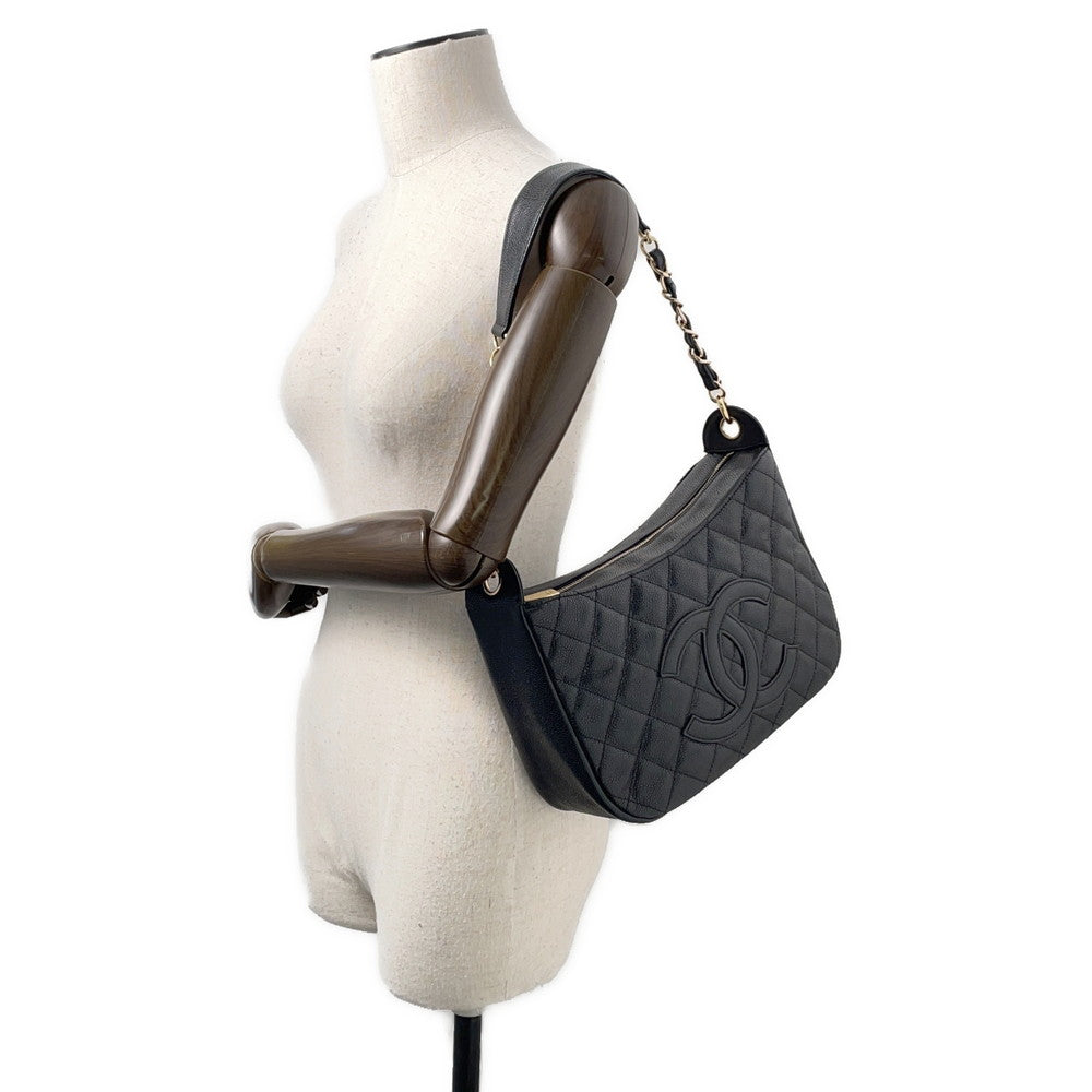 CHANEL Matelasse CC Logo One Shoulder Bag BlackA20993 Caviar Leather