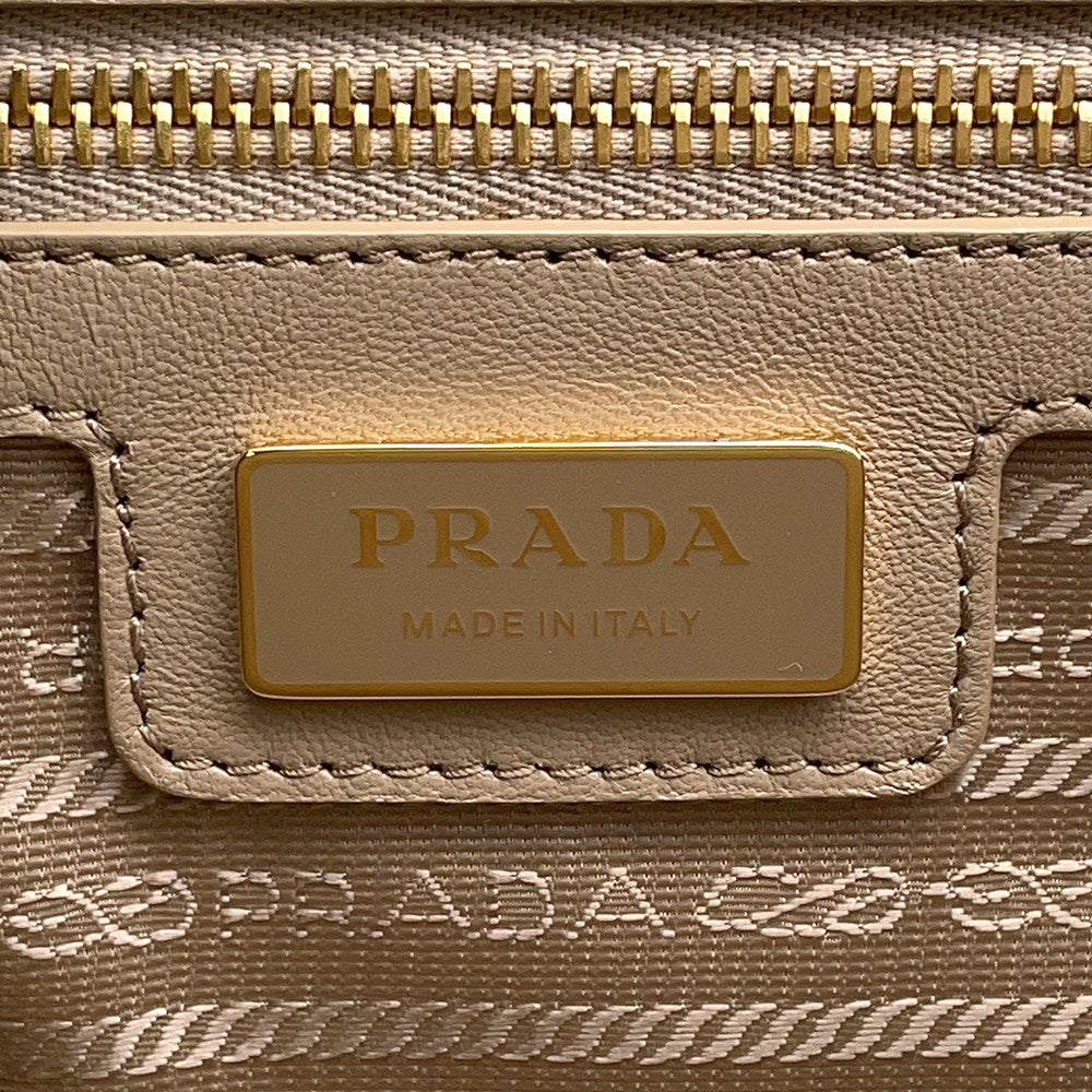 PRADA Re-Edition 1978 Double Handle Bag Beige1BB115 Nylon Leather Size Medium