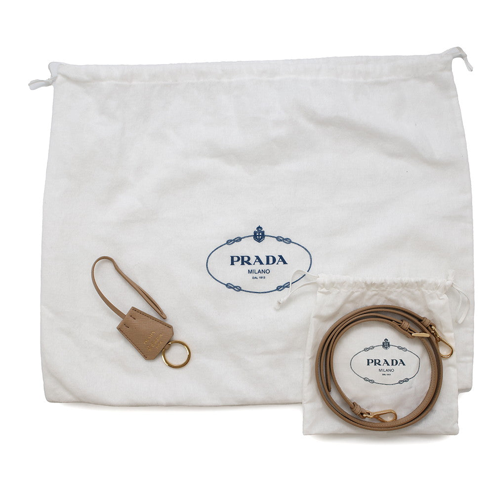 PRADA Re-Edition 1978 Double Handle Bag Beige1BB115 Nylon Leather Size Medium