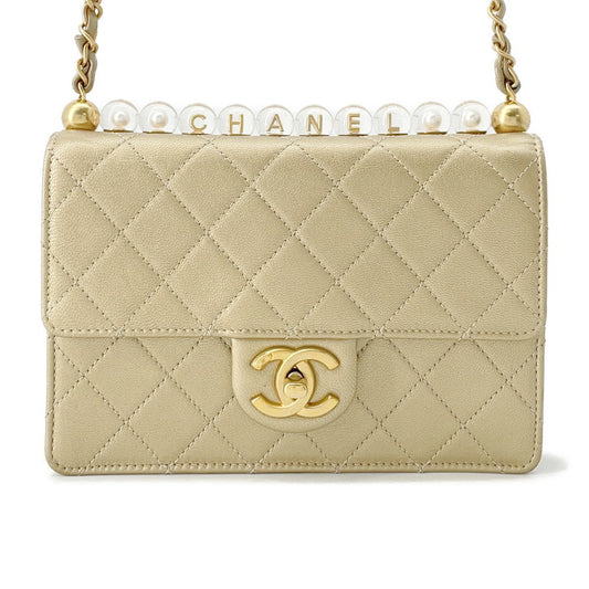 CHANEL Matelasse ChainShoulder Bag GoldAS0585 Leather