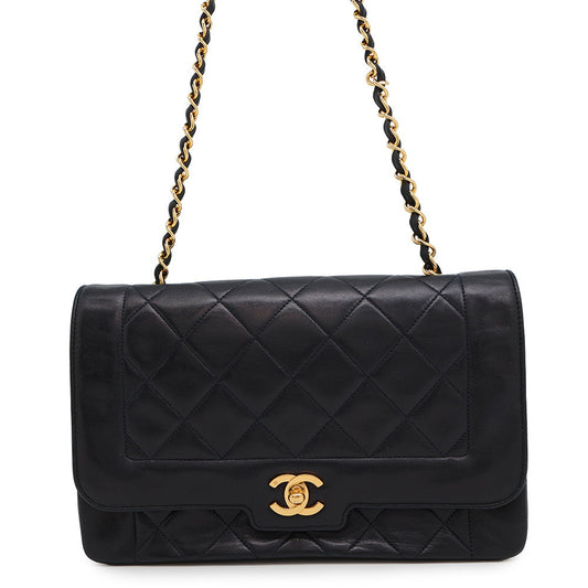 CHANEL Diana ChainShoulder Bag Navy Lambskin