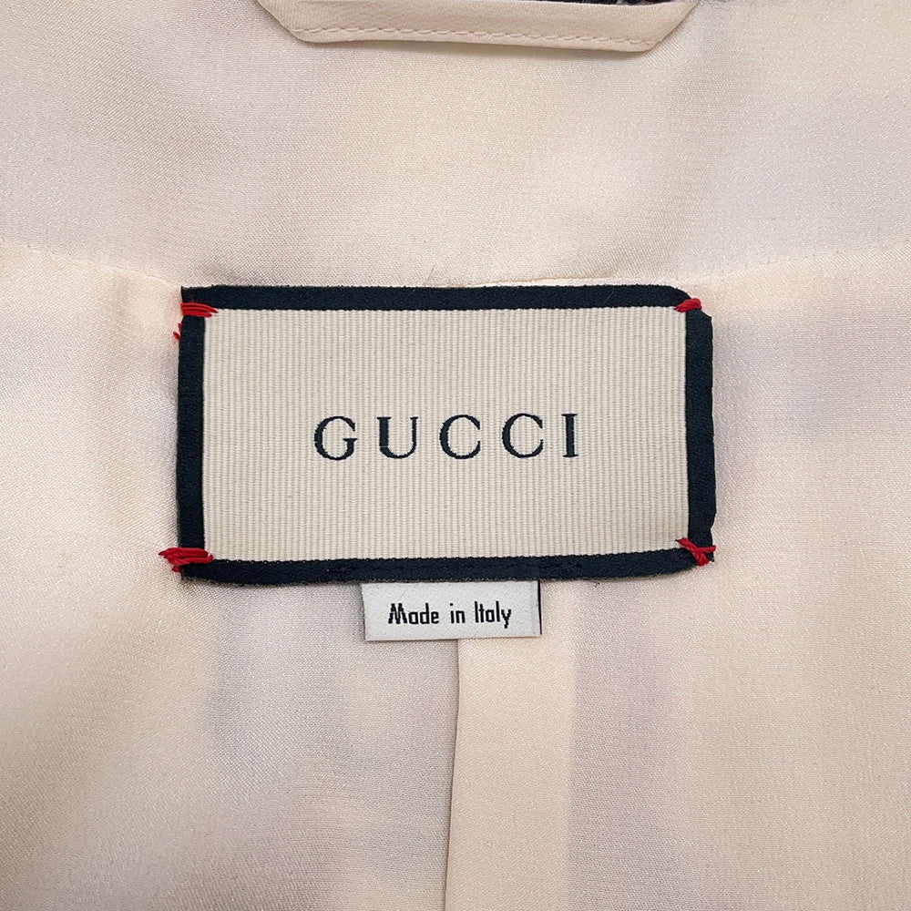 GUCCI GG No Collar Jacket Size 42 Ivory/Multicolor569926 Tweed