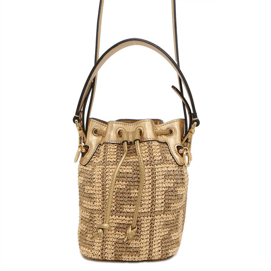 FENDI Montrezor Gold8BS010 Straw Leather Size Mini