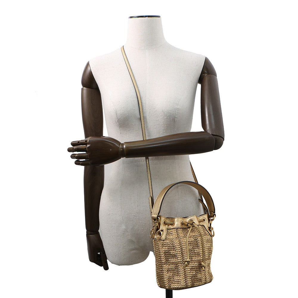 FENDI Montrezor Gold8BS010 Straw Leather Size Mini