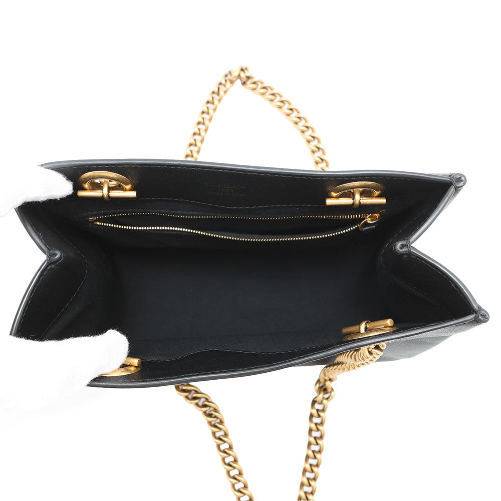 BALENCIAGA ChainHandbag Black760012 Leather Size Small