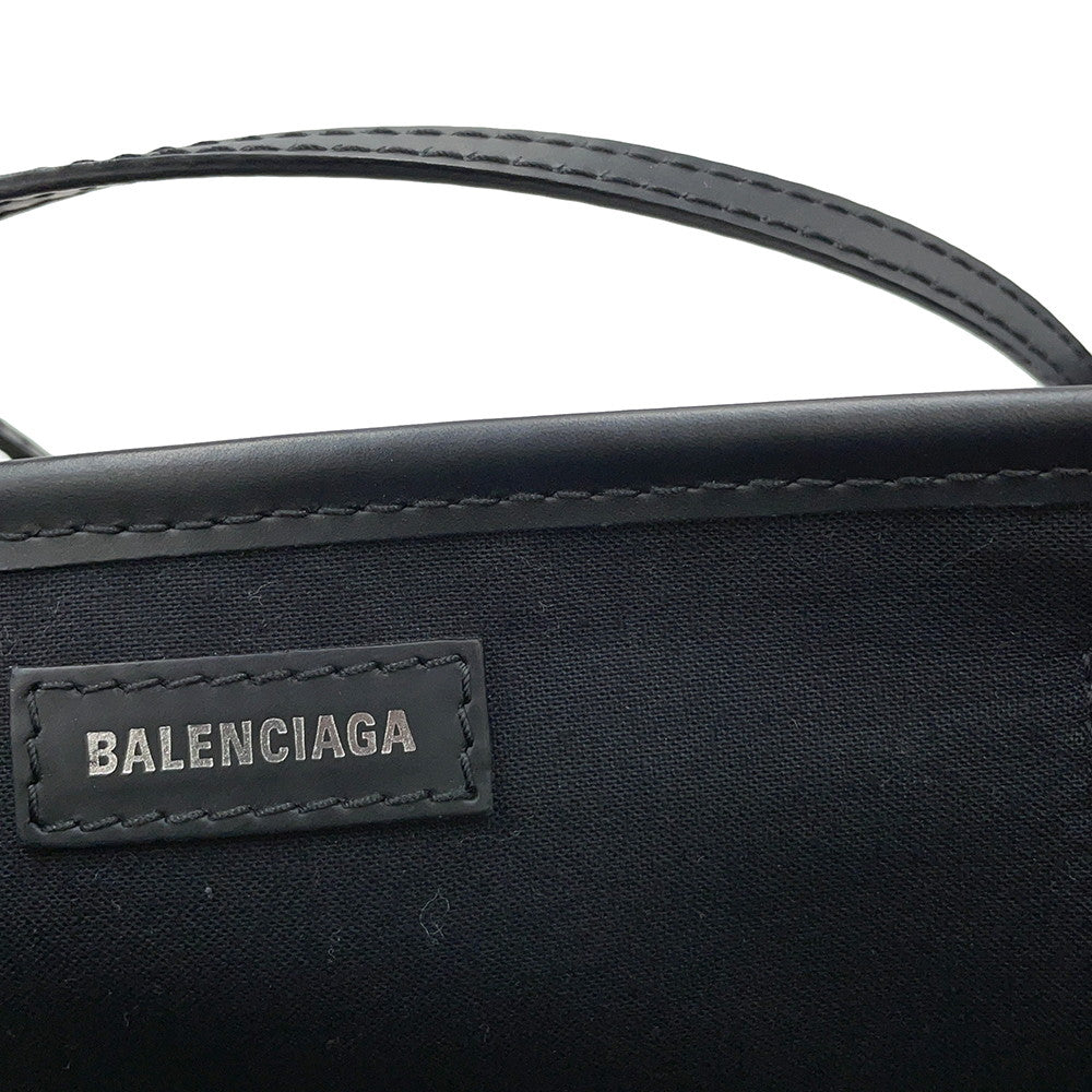 BALENCIAGA Navy Kabas Natural/Black390346 Canvas Size XS