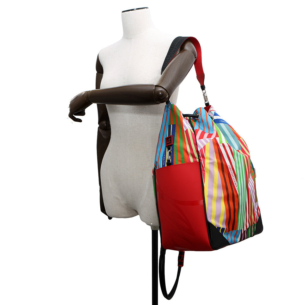 Christian Louboutin Sailor Swim Drawstring BagShoulder Bag Red/Multicolor3225106 Rubber Nylon
