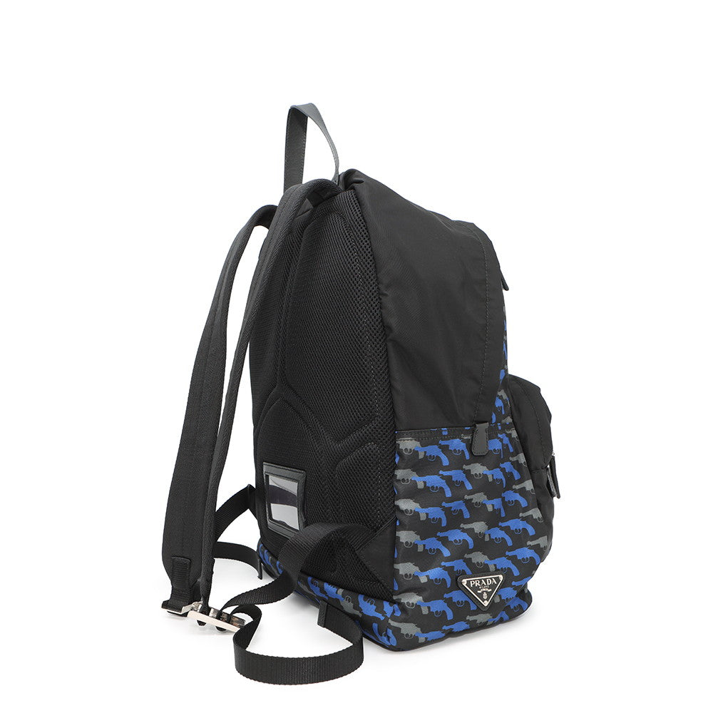 PRADA Pistol Backpack Black/BlueVZ0066 Nylon