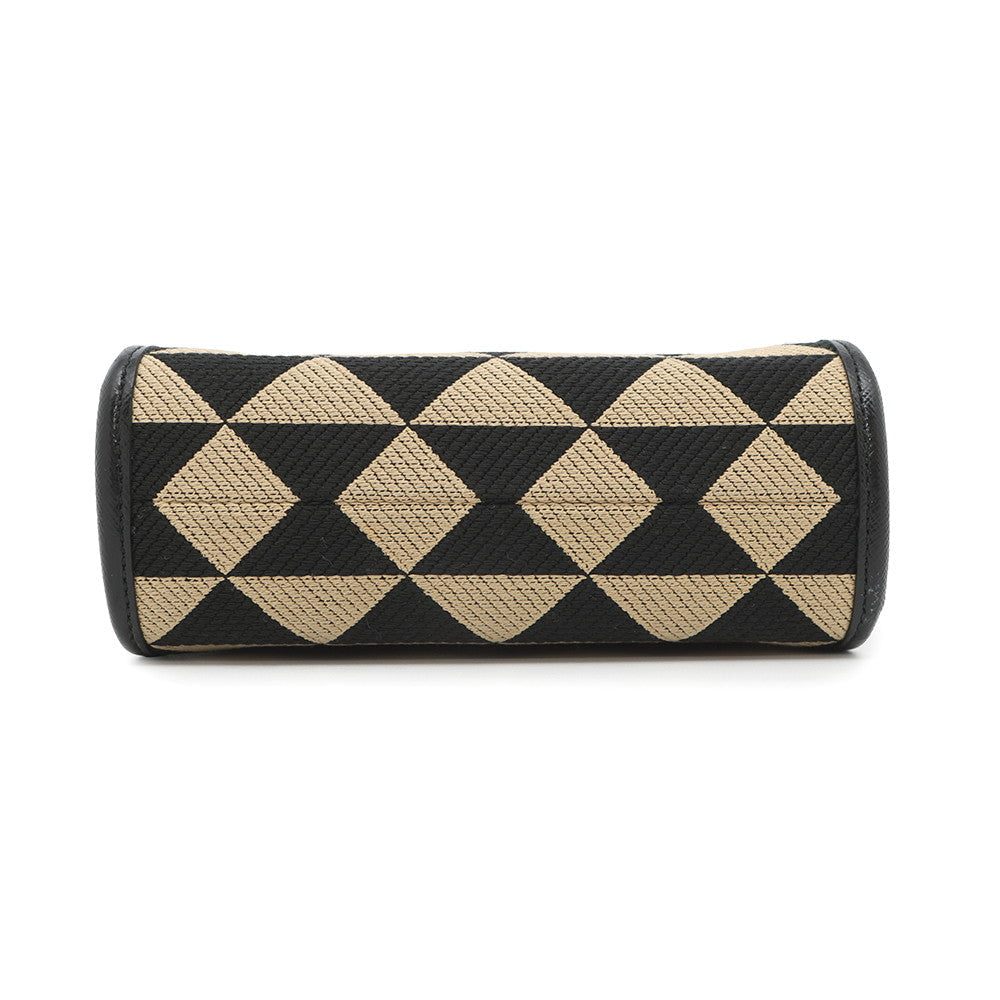 PRADA Symbol EmbroideryFabric Mini Bag Black/Beige1BA355 Canvas