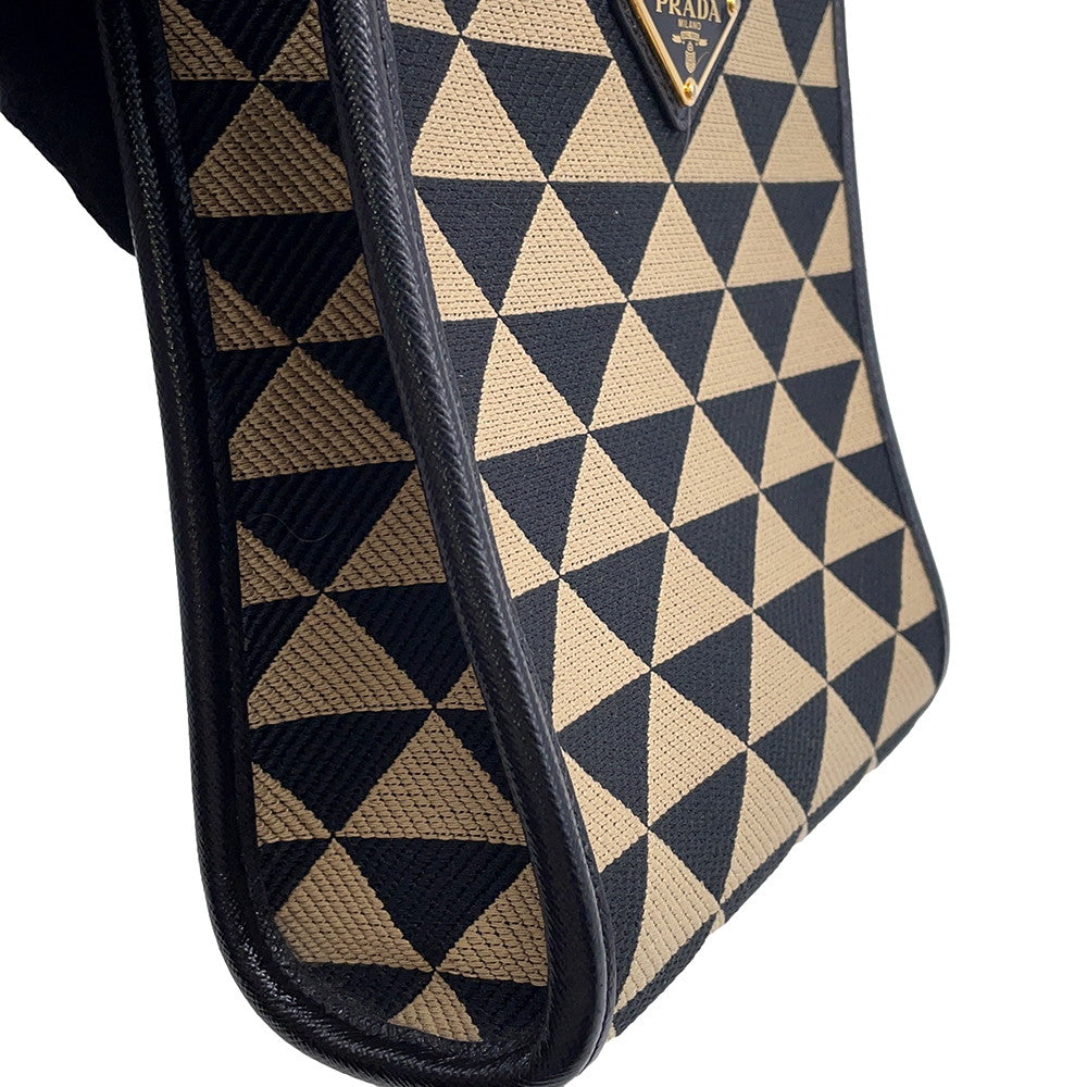 PRADA Symbol EmbroideryFabric Mini Bag Black/Beige1BA355 Canvas