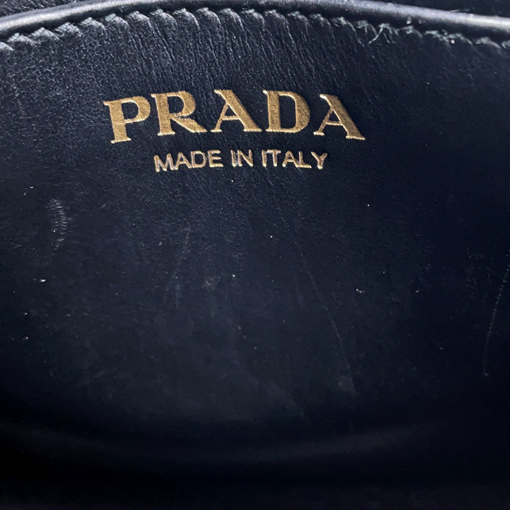 PRADA Symbol EmbroideryFabric Mini Bag Black/Beige1BA355 Canvas
