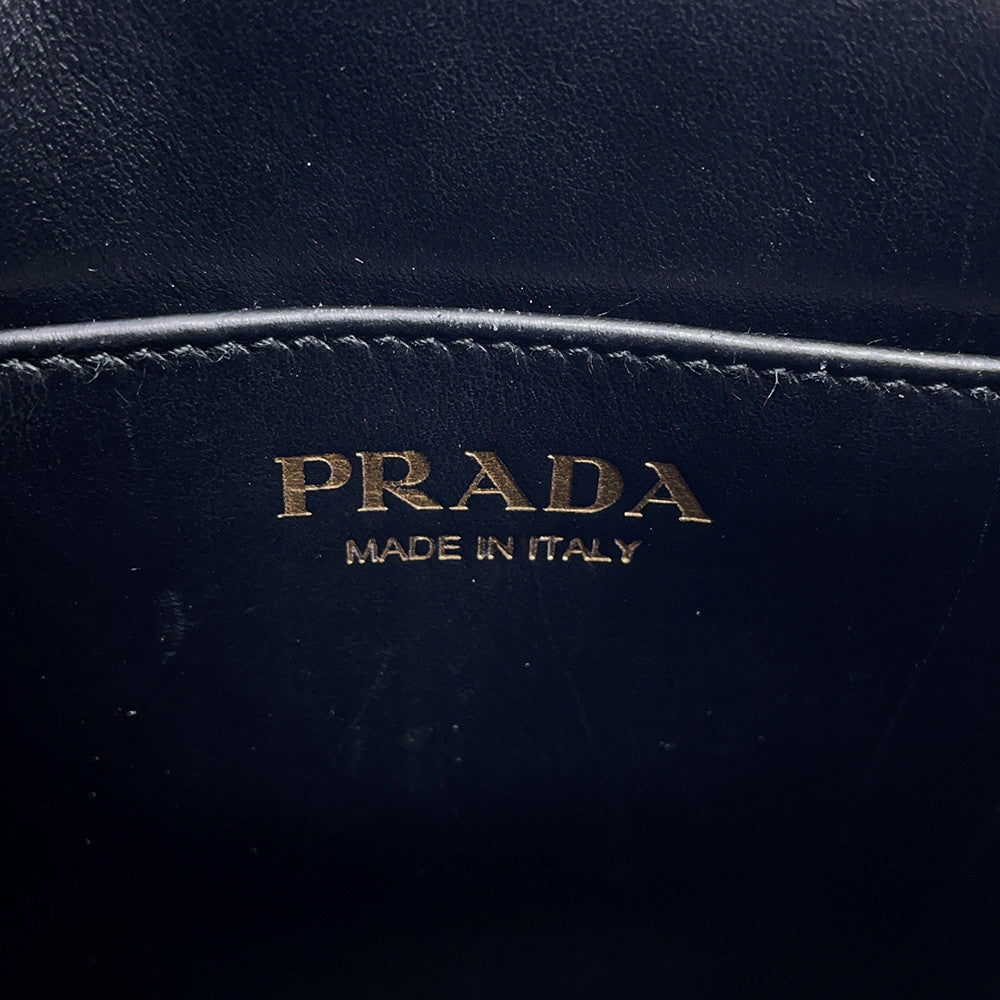 PRADA Symbol EmbroideryFabric Mini Bag Black/Beige1BA355 Canvas