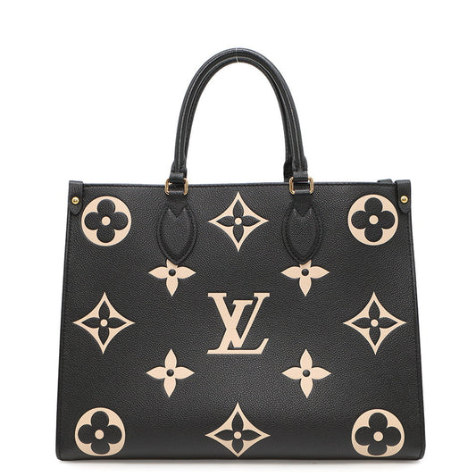 LOUIS VUITTON Onthego Noir/BeigeM45495 Bicolor Monogram Empreinte Leather Size MM