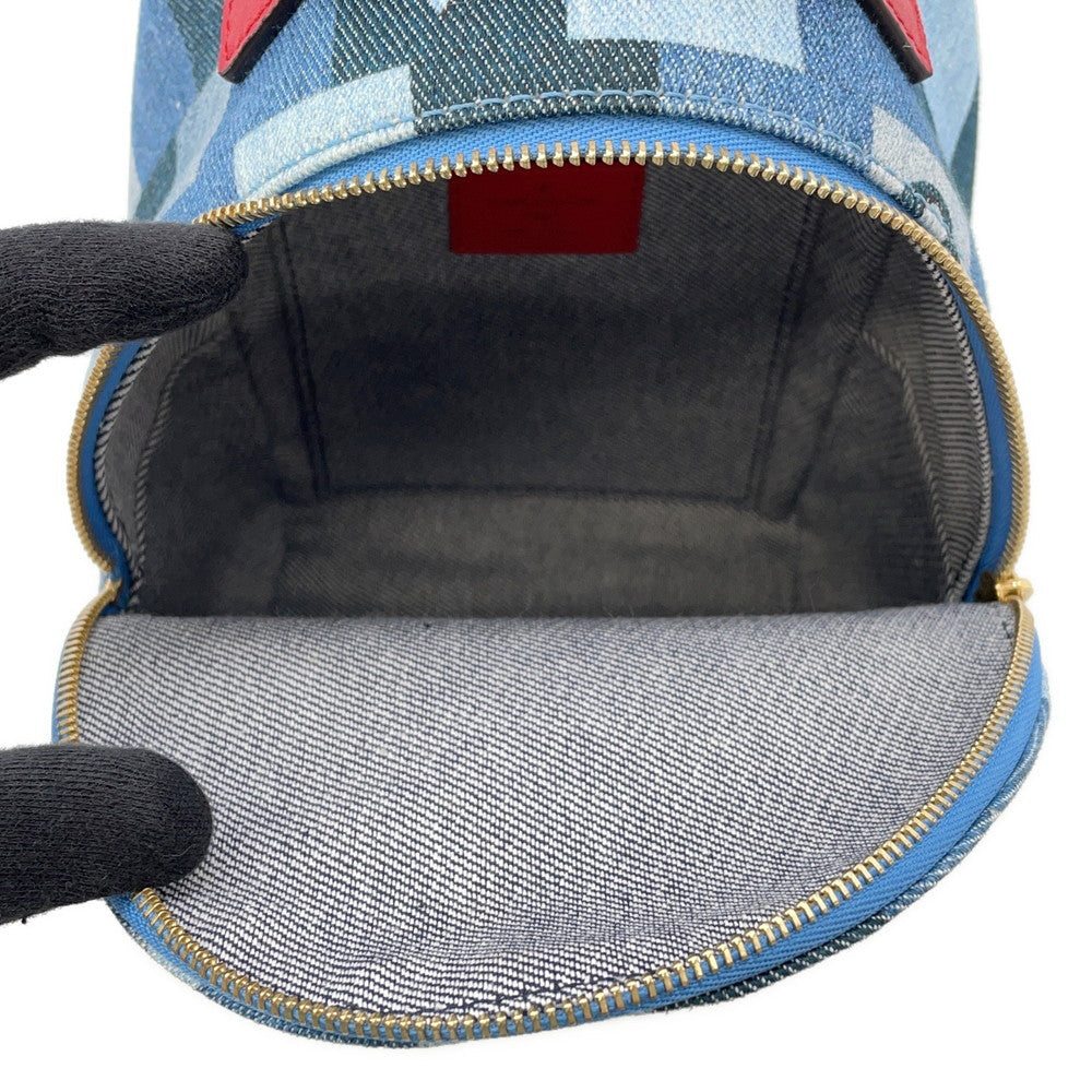 LOUIS VUITTON Palm Springs Backpack Blue/RedM45043 Monogram Denim Size MINI