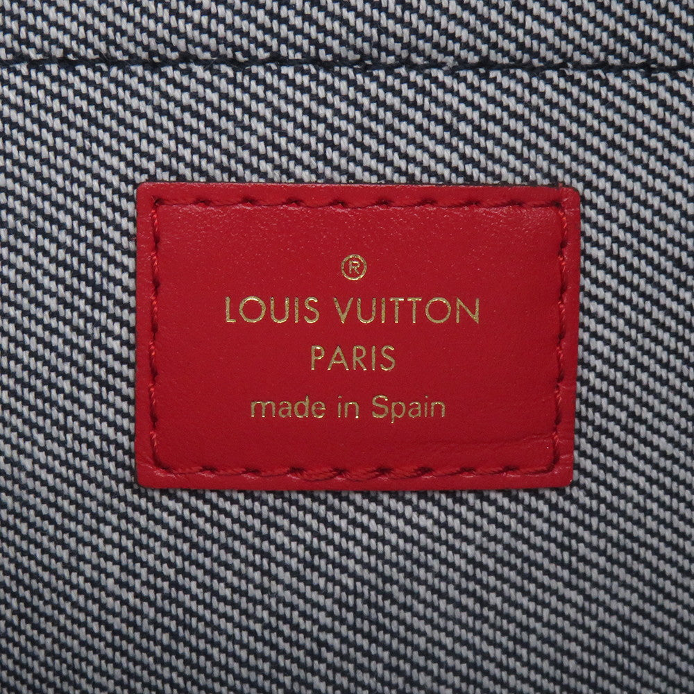 LOUIS VUITTON Palm Springs Backpack Blue/RedM45043 Monogram Denim Size MINI