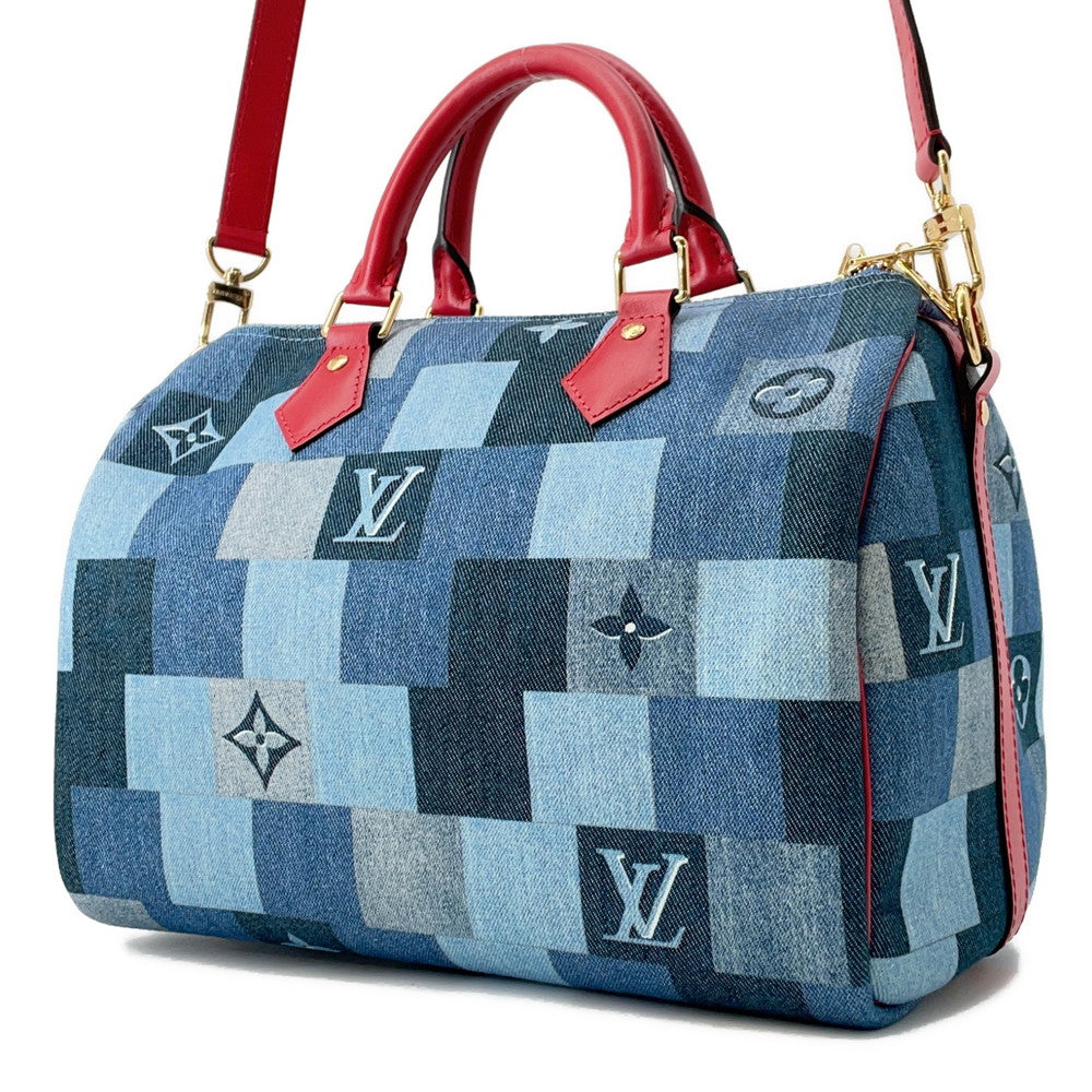 LOUIS VUITTON Speedy Bandouliere Blue/RedM45041 Monogram Denim Size 30