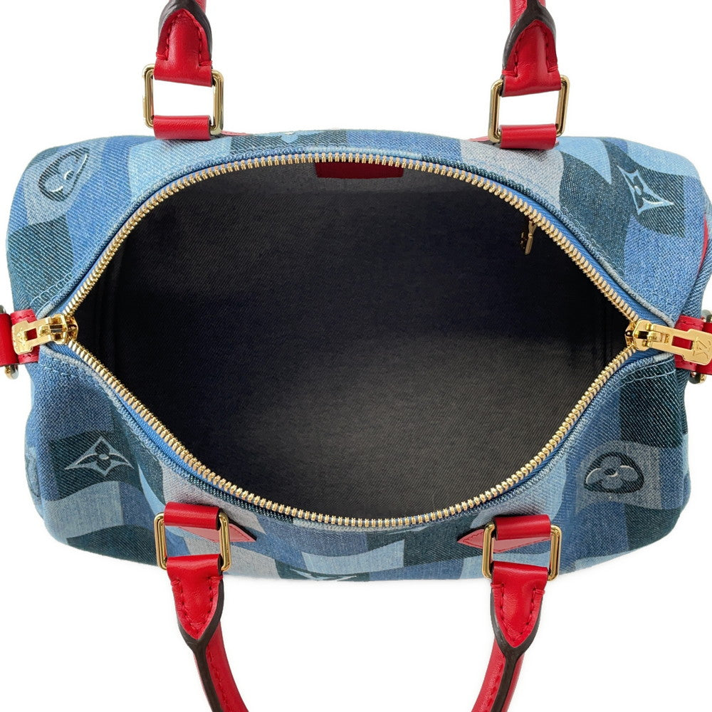 LOUIS VUITTON Speedy Bandouliere Blue/RedM45041 Monogram Denim Size 30