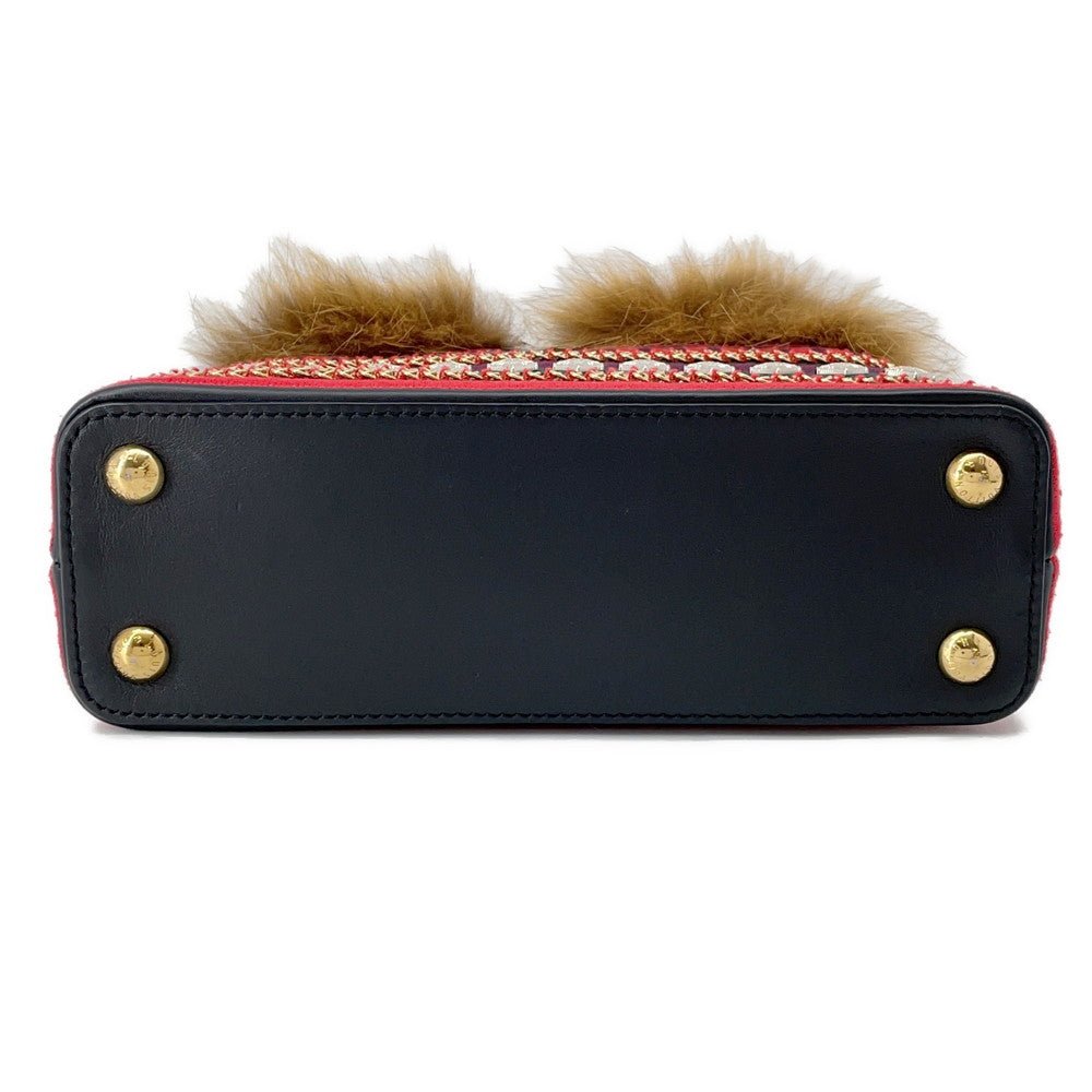 LOUIS VUITTON Capucines Noir/Red/Multicolor Leather Fur