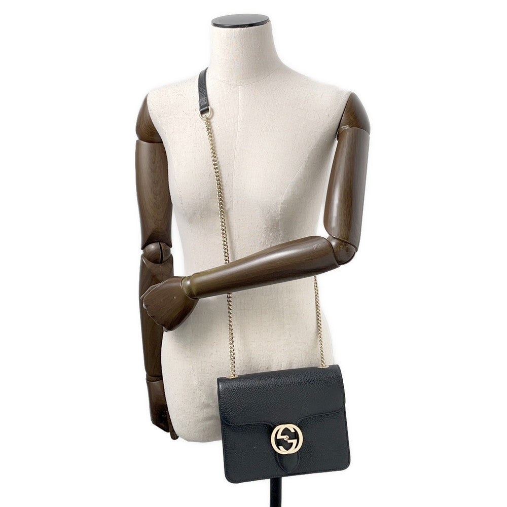 GUCCI Interlocking G ChainShoulder Bag Black510304 Leather
