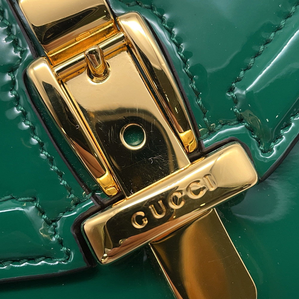GUCCI Sylvie 2wayBag Green589479 Patent Leather
