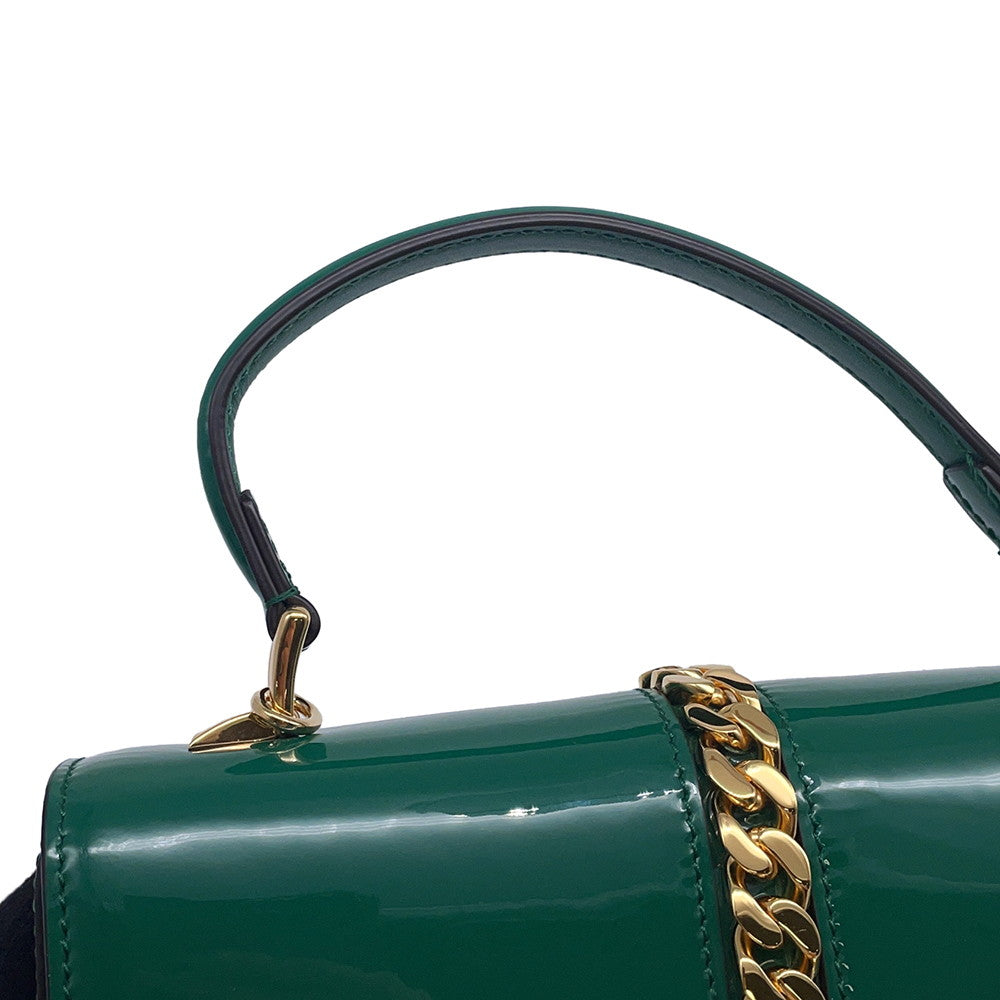 GUCCI Sylvie 2wayBag Green589479 Patent Leather