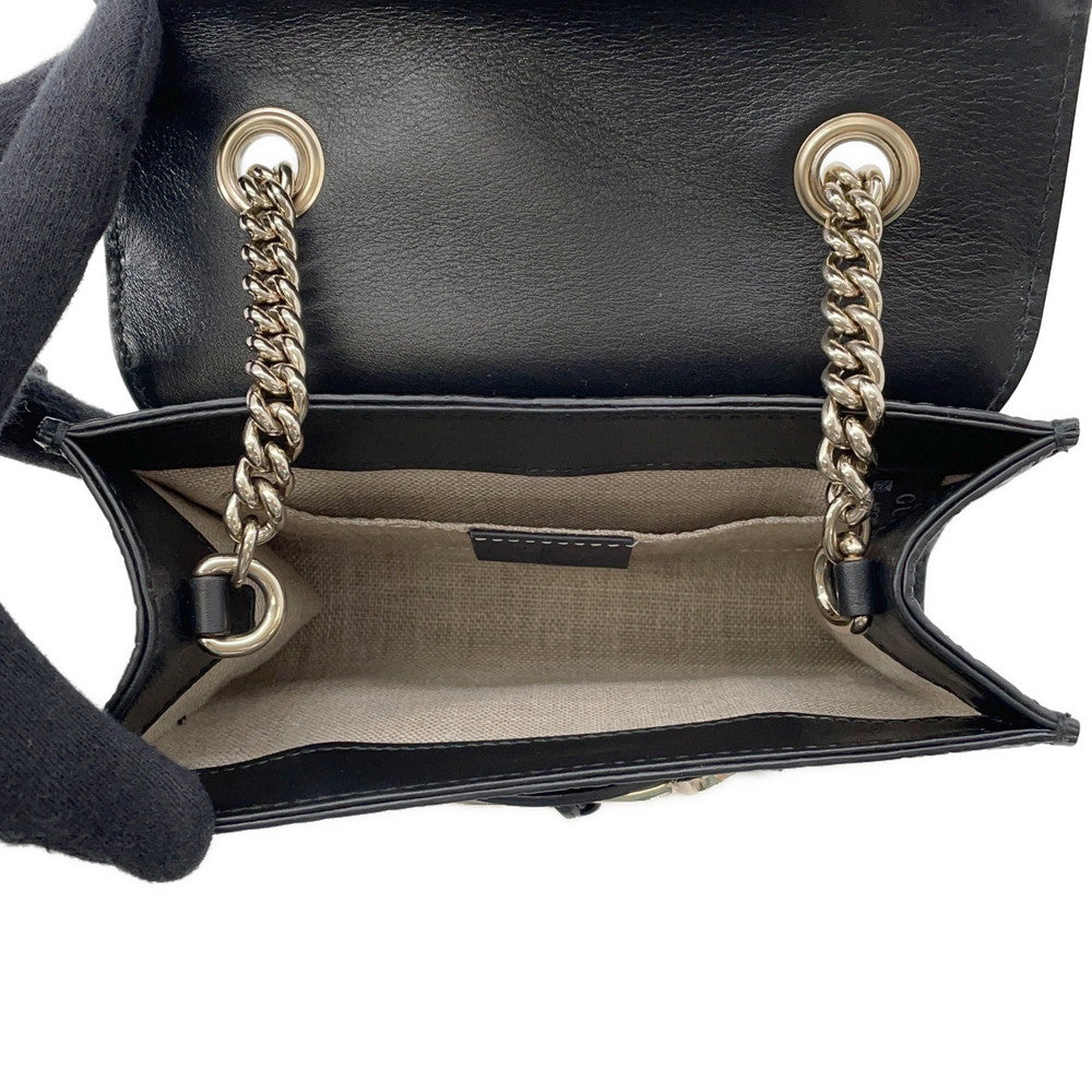 GUCCI MicroGuccissima Horsebit ChainShoulder Bag Black449636 Leather