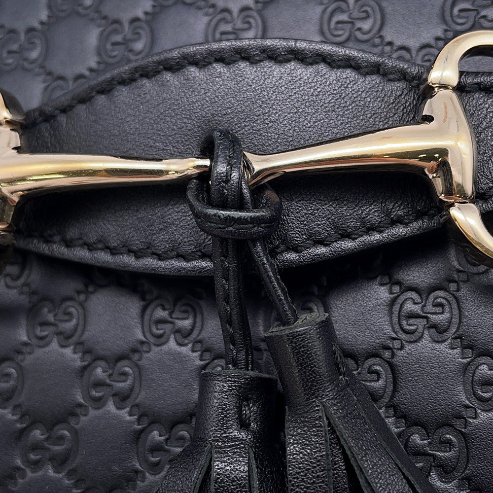 GUCCI MicroGuccissima Horsebit ChainShoulder Bag Black449636 Leather