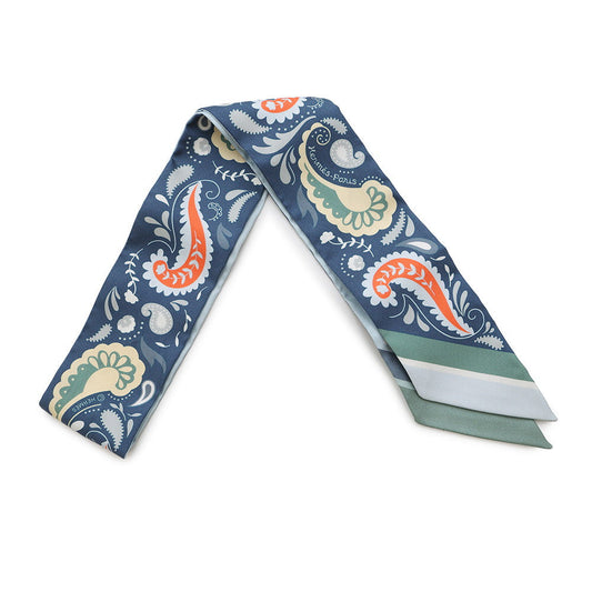 HERMES Twilly Cheetah Bandana Guepards Bandana Marine Clair/Blue・Ciel/Vert Silk100%