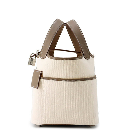 HERMES Picotin Lock Cargo Ecru/Etoupe Towar Goeran Swift Leather Size PM