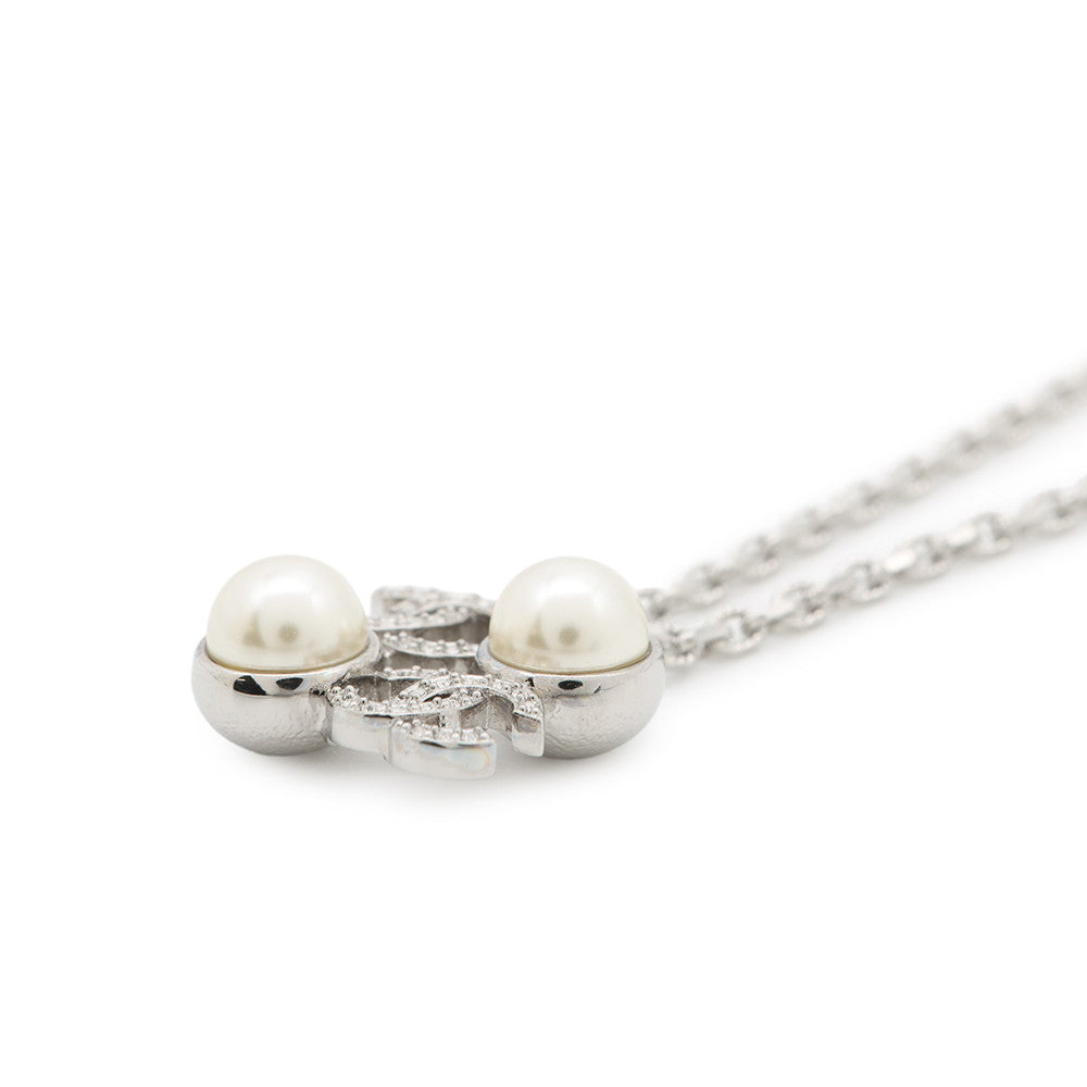CHANEL CC Logo Faux Pearl  NecklaceA723 Metal Faux Pearl  Rhinestone
