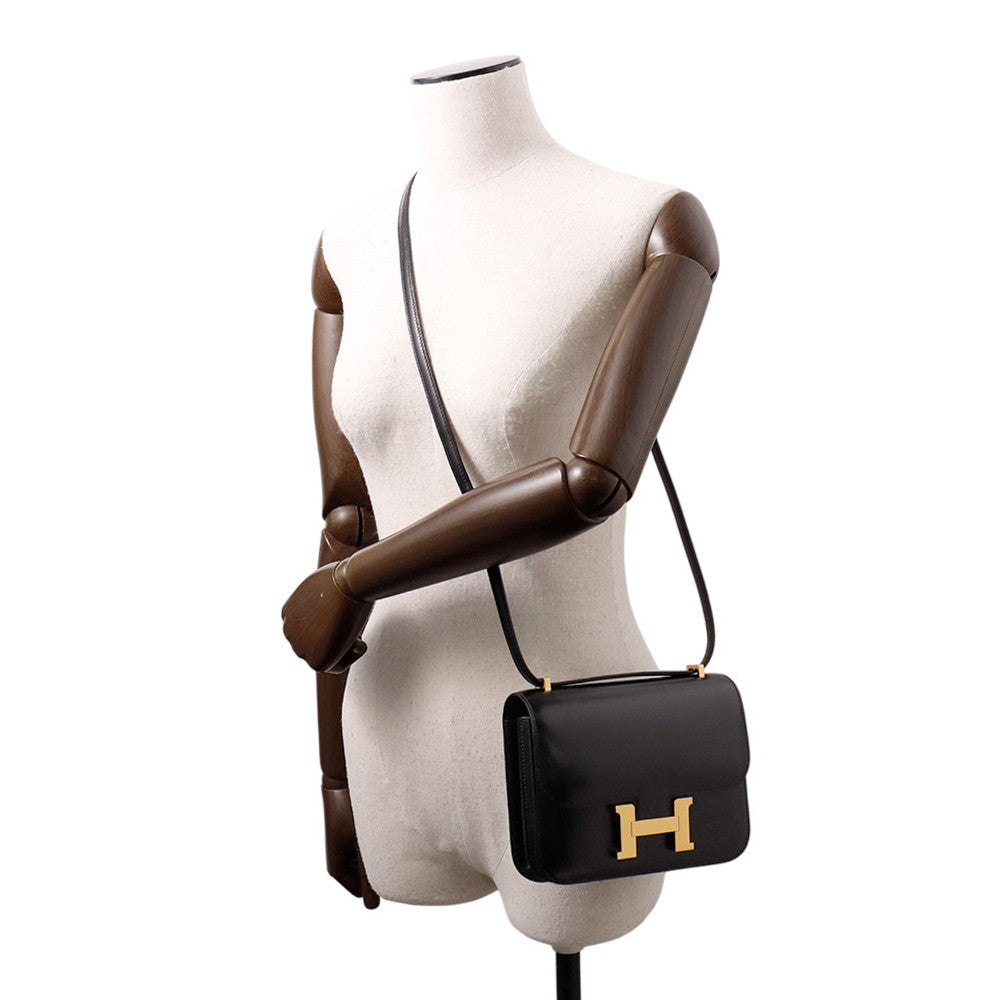 HERMES Constance 3 Miroir Black Box Calf Leather Size Mini