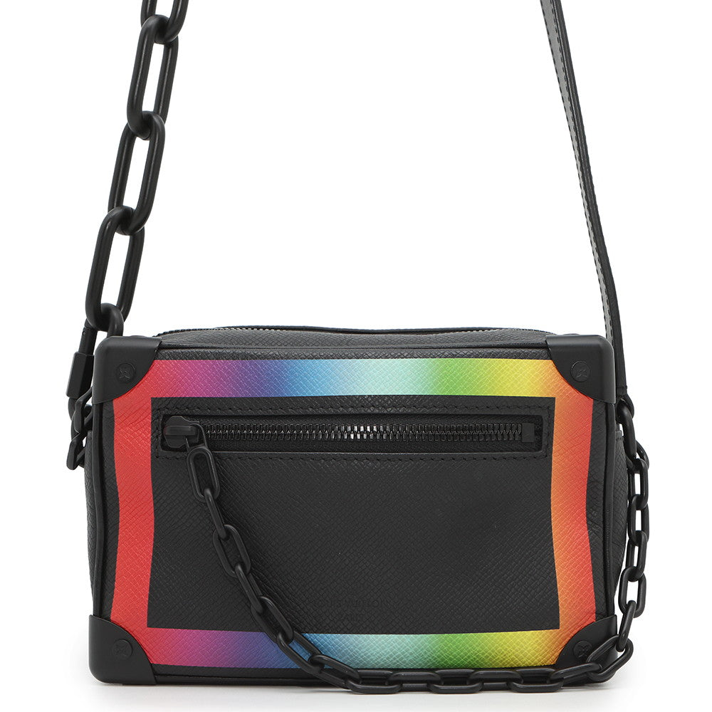 LOUIS VUITTON Mini Soft Trunk Noir/Righe RainbowM30351 Taiga Leather Size Mini