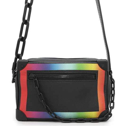 LOUIS VUITTON Mini Soft Trunk Noir/Righe RainbowM30351 Taiga Leather Size Mini