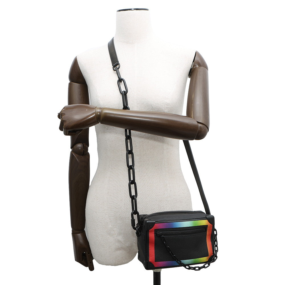 LOUIS VUITTON Mini Soft Trunk Noir/Righe RainbowM30351 Taiga Leather Size Mini