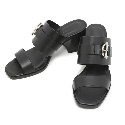 HERMES Sandals 《Cute》 60 Black Calf Leather Size 36 1/2