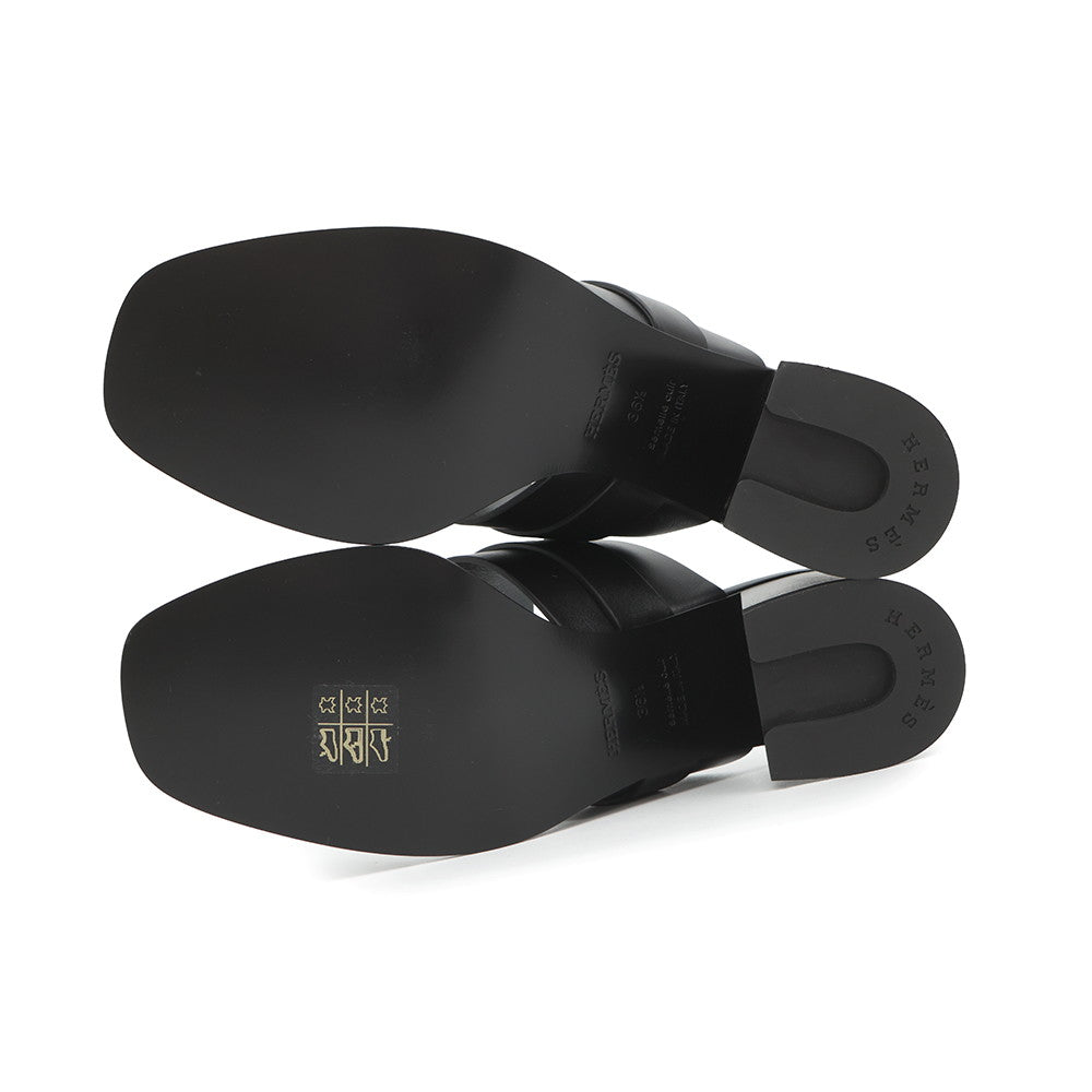 HERMES Sandals 《Cute》 60 Black Calf Leather Size 36 1/2