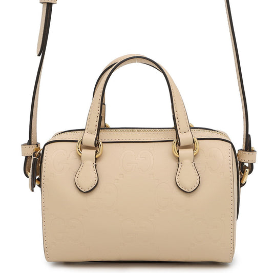 GUCCI GG Super Mini 2WAY Handbag Beige790130 Leather