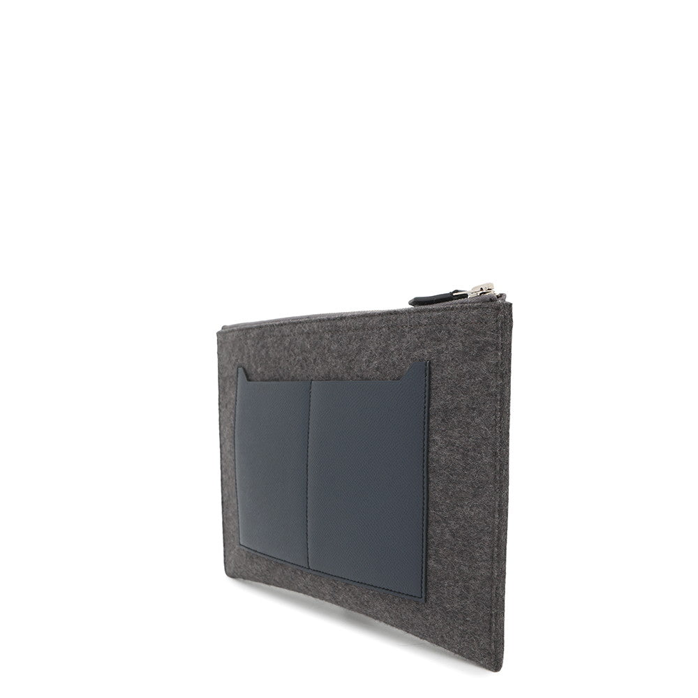 HERMES Toudou Gray/Navy Felt Epsom Size 29