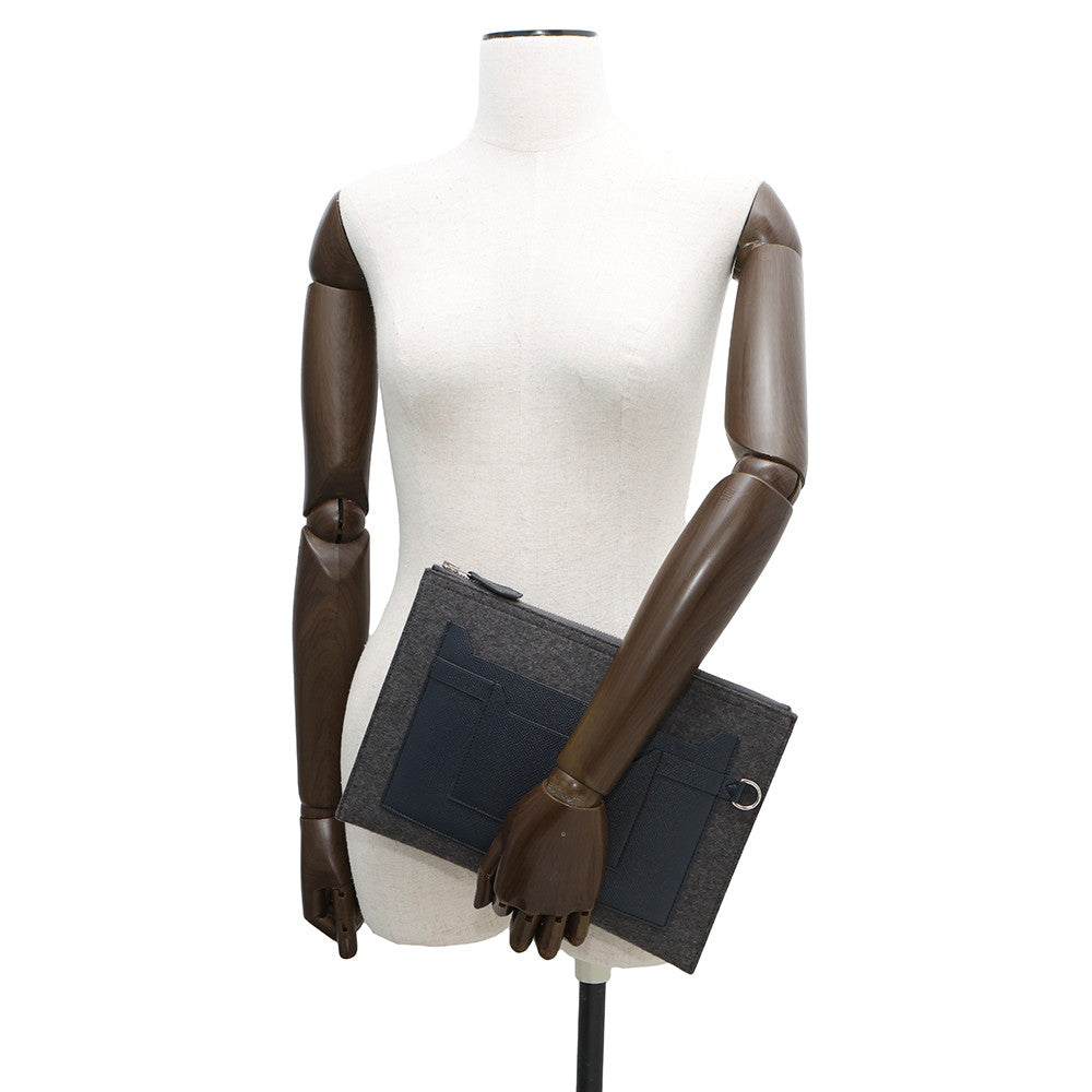 HERMES Toudou Gray/Navy Felt Epsom Size 29