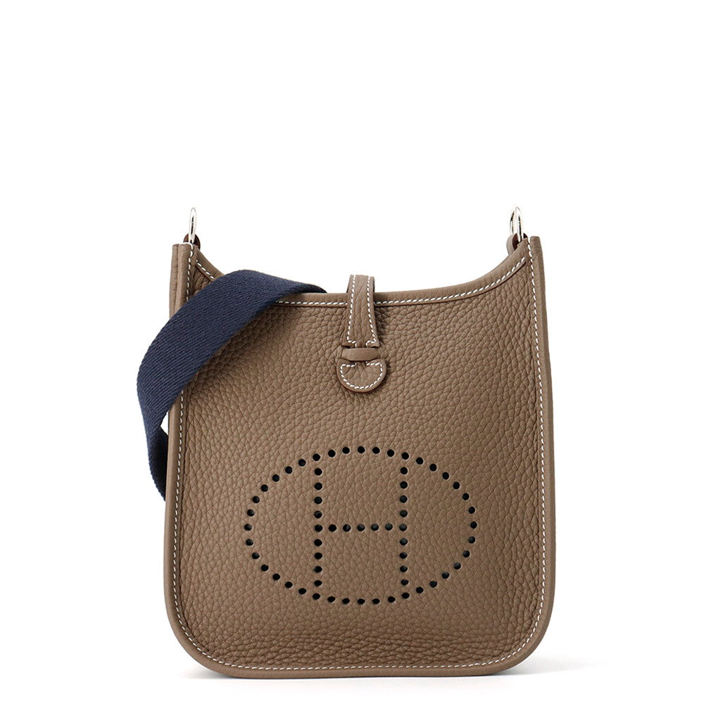 HERMES Evelyne Long Etoupe/Blue Nuit Taurillon Clemence Size TPM