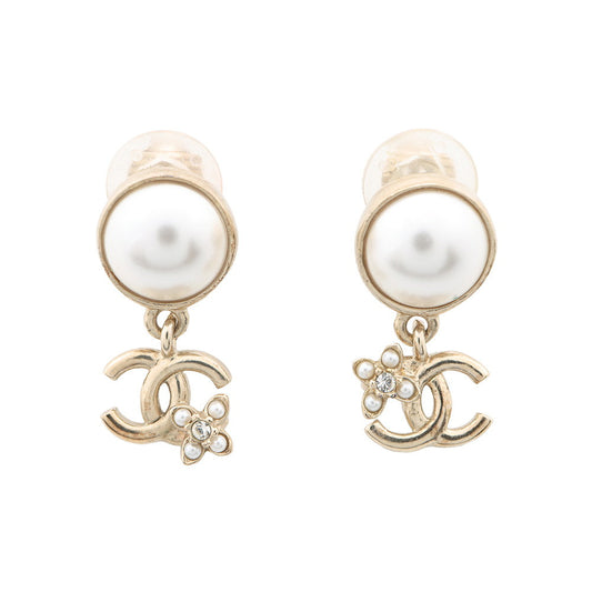 CHANEL Earring CC Logo PearlABC105 Metal Faux Pearl