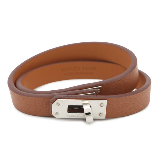HERMES Mini Kelly Double Tour Bracelet Size T2 Gold Swift Leather