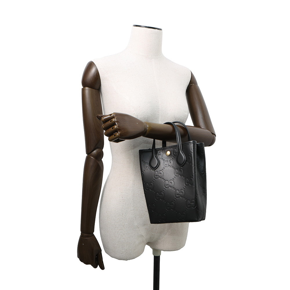GUCCI GG Super Mini 2WAY Bag Black790133 Leather