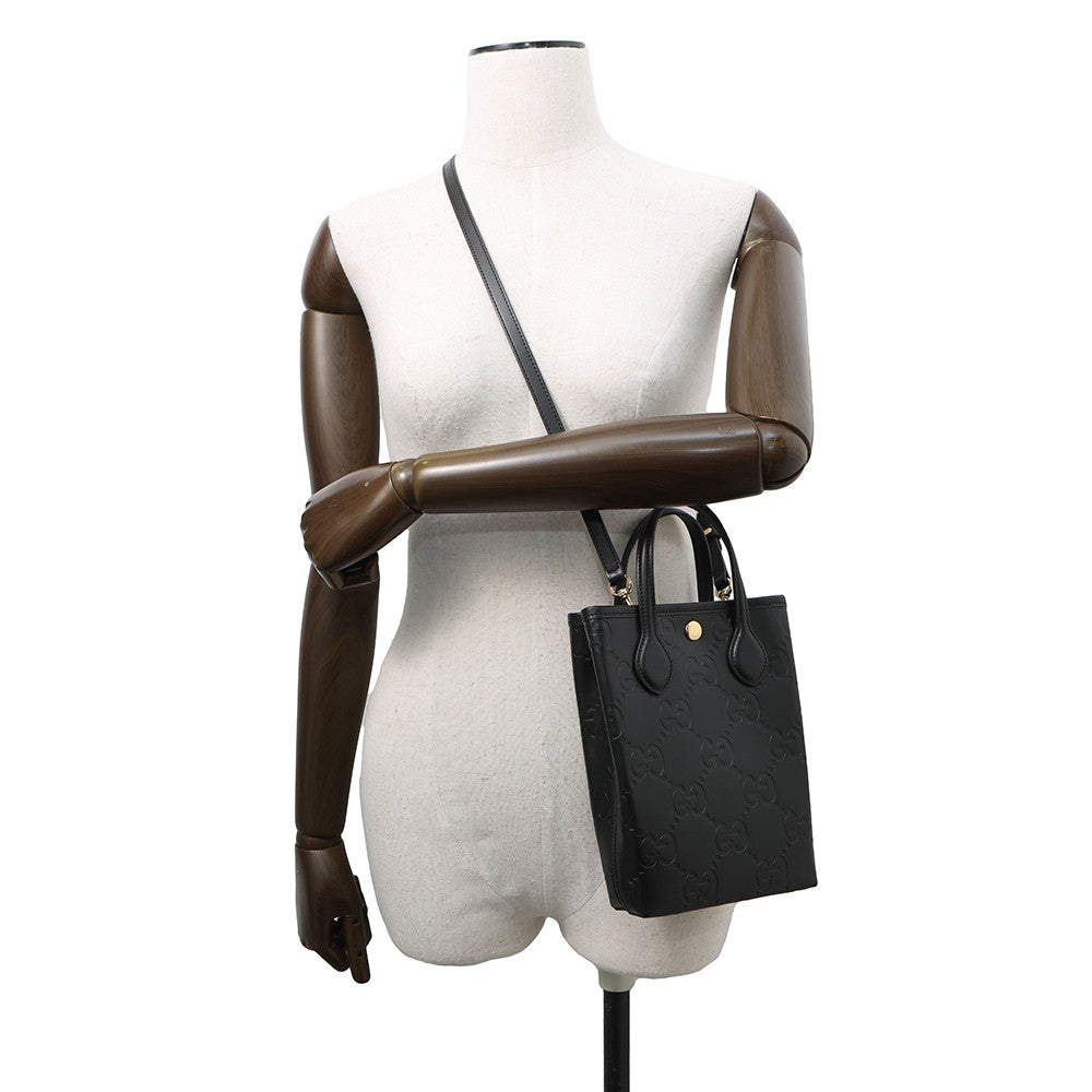 GUCCI GG Super Mini 2WAY Bag Black790133 Leather