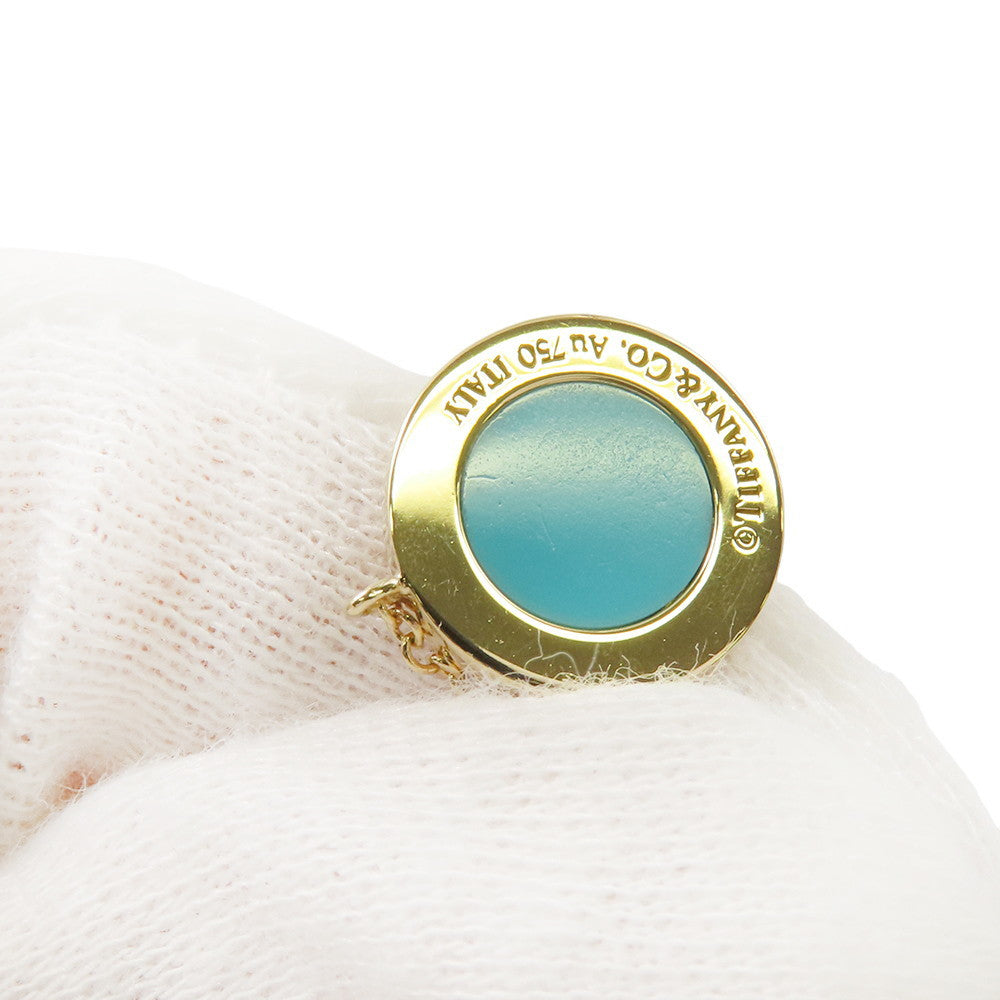 TIFFANY&Co. T-Circle Diamond & Turquoise Necklace 18K Yellow Gold