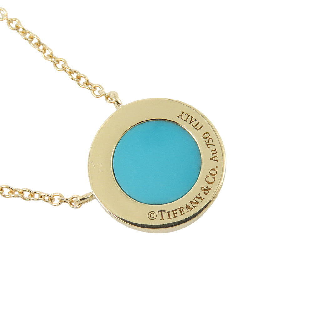 TIFFANY&Co. T-Circle Diamond & Turquoise Necklace 18K Yellow Gold