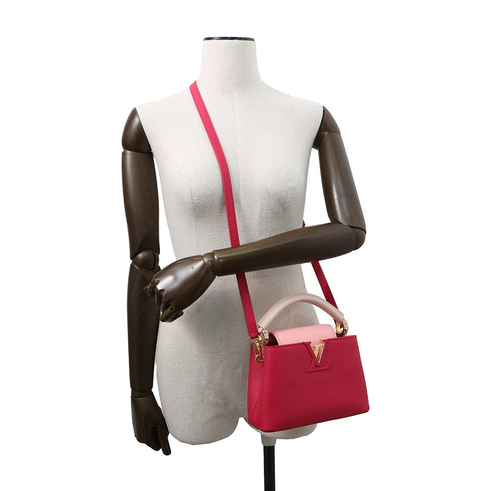 LOUIS VUITTON Capucines PinkM20845 Taurillon Leather Size MINI